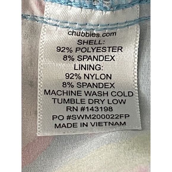 Chubbies Swim Trunks Lt. Blue Pineapple Kiwi Print Zipper Pocket No Size Tag - Picture 5 of 6